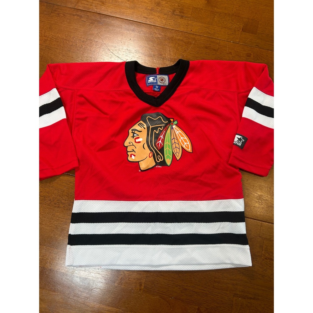 Starter Chicago Blackhawks Jersey Youth Medium Red Vintage NHL Hockey Mesh